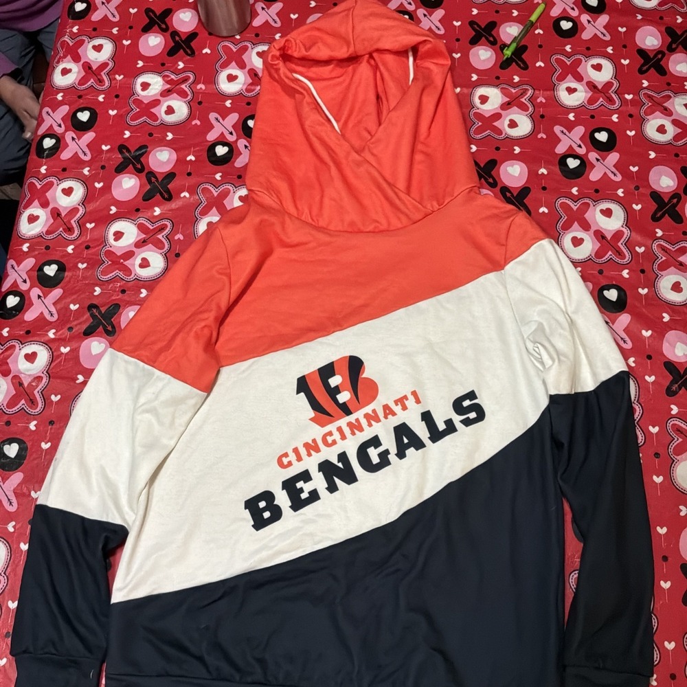 Gameday Mens Cincinnati Bengals Pullover Hoodie L Orange White Black